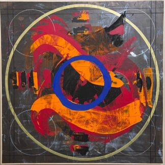 Robert Singer, Midori, acrylic medium, metallic paint and oil on panel, 36x36”, 2021